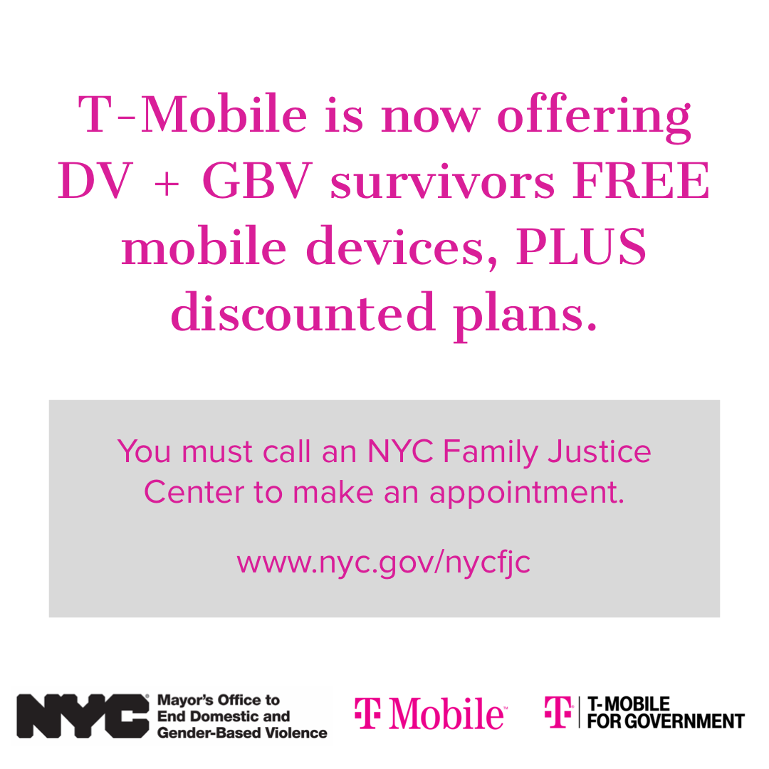 T-Mobile is now offering DV + GBV surevivors Free mobile devices, plus discounted plans