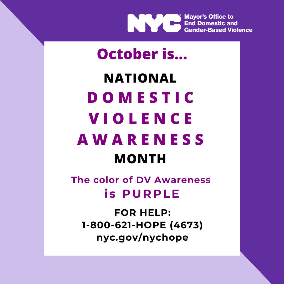 OCtober is National Domesitc Violence Awareness Month. 
