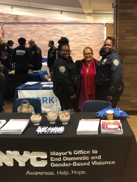 Amairis Pena-Chavez,Deputy Director of the Brooklyn Family Justice Center, tabling with NYPD 