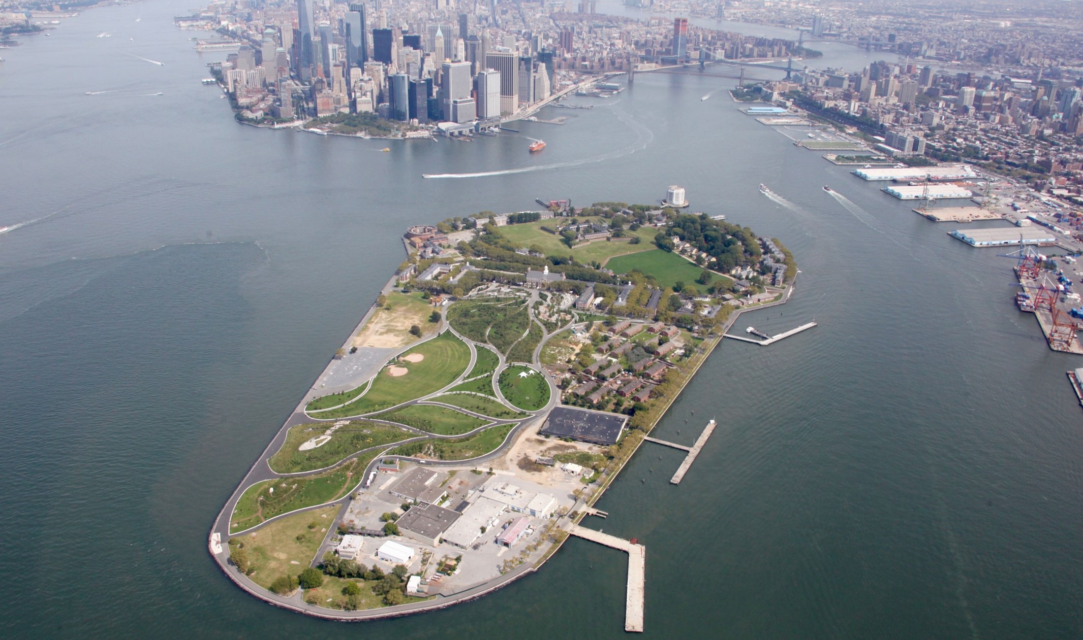 Overhead view of Governors Island