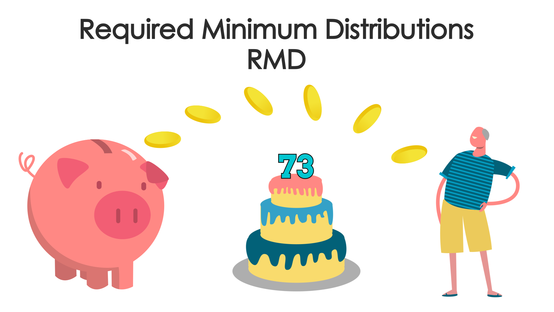 Pig next to a cake with the RMD age on top of the cake
