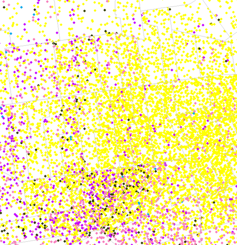 Geometric blocks under colored dots