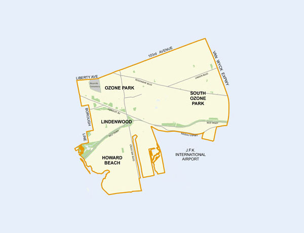 Map of the boundaries of Queens Community Board 10
                                           