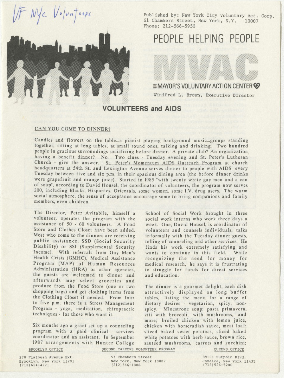 A description of the Increase the Peace Volunteer Corps during the Dinkins administration. This program recruited volunteers from across the city to serve in communities and promote awareness and understanding of cultural diversity and community relations.