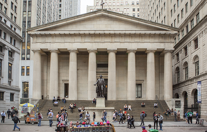 Wall Street view of Federal Hall National Memorial
                                           