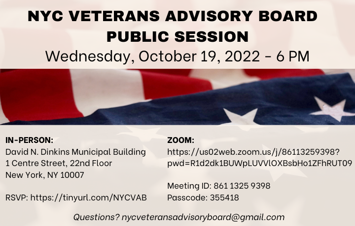 NYC Veterans Advisory Board Public Sessions
                                           