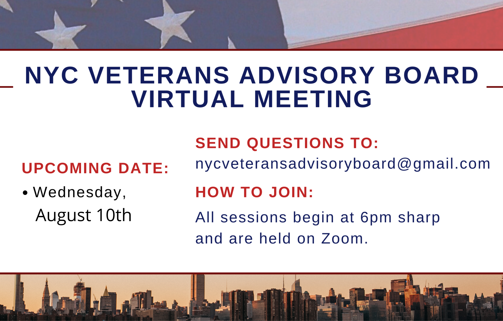 Veterans' Advisory Board Meeting August 10th
                                           