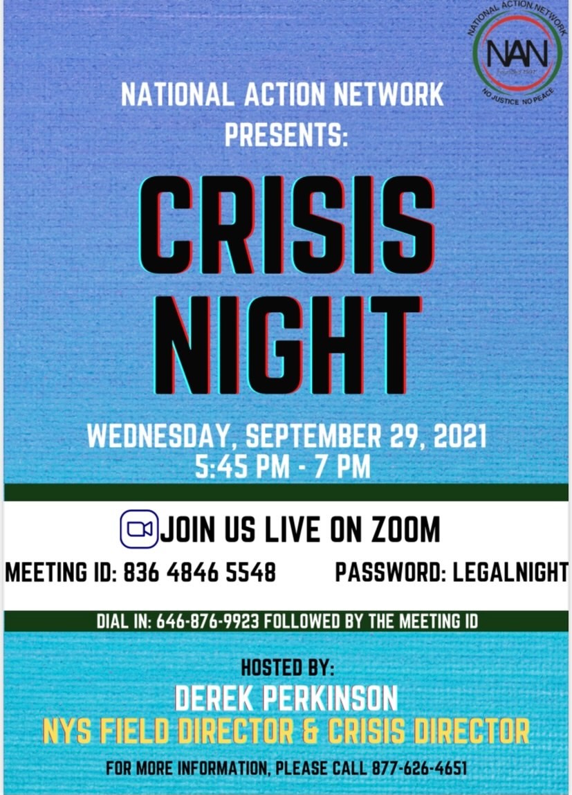 National Action Network Presents: Crisis Night - Wednesday, September 29, 2021 - 5:45 to 7PM