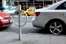 Bicycle rack converted from a parking meter