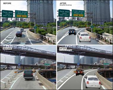 Before and after Ramp Renderings of the FDR Drive