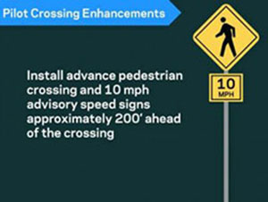 Pilot pedestrian crossing enhancements - 10mph advisory speed signs