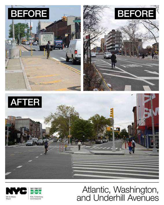 Before and after photos of Atlantic, Washington and Underhill Avenues