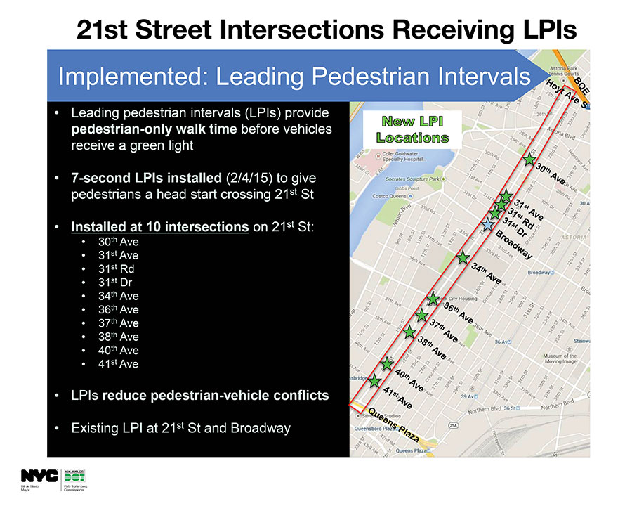 Maop of Leading Pedstrian Intervals Implementedon 21st street