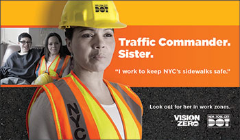 Vision Zero poster. Traffic Commander and sister.