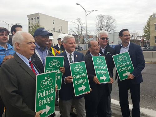 Inaugurating the new protected bikeway over the Pulaski Bridge