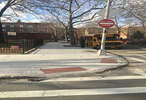 Final results of the sidewalk ramps outside South Jamaica Houses