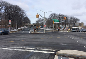 1st before photo of five-legged intersection in Brooklyn