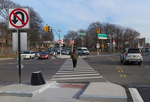 2nd before photo of five-legged intersection in Brooklyn