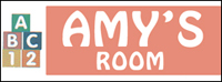 Four-color child's sign with stack of blocks and 'anyname's room'